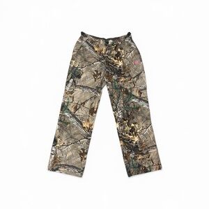 Women’s Wide Leg Camouflage Pants - Green & Brown Camo Adjustable waist